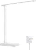 Lepro LED Desk Lamp, Table Lamps Home Office, Eye-Caring Desk Light 9W 800lm, 5 Color Modes 5 Brightness Dimmable, Touch Control Office Lamp for Task, Reading, Working, White (Plug Included)
