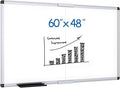 VIZ-PRO Large Dry Erase White Board/Magnetic Foldable Whiteboard, 60 X 48 Inches, Silver Aluminium Frame