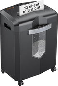 bonsaii 12-Sheet Micro Cut Shredders for Home Office, 60 Minute P-4 Security Level Paper Shredder for CD, Credit Card, Mails, Staple, Clip, with Jam-Proof System & 4.2 Gal Pullout Bin C266-B