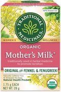 Traditional Medicinals - Organic Mother's Milk Lactation Herbal Tea (Pack of 1) - Supports Breast Milk Production For Nursing Mothers - 16 Tea Bags Total