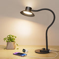 Desk Lamp,Eye-Caring Dimmable Bedside lamp with Dual USB Charging Port, 5 Light Modes & Stepless Dimming, 1400LM Desk Light with Flexible Neck for Home, Office, Bedroom, Reading, Work, Study,12V 2A