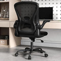 Sytas Office Chair, Ergonomic Desk Chair with 90° Flip-up Arms for Space Saving, Mesh Home Office Chair with S-Shaped Lumbar Support and 300 lbs Heavy, Breathable Swivel Computer Task Chair, Black