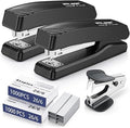 Desktop Office Stapler with 2000 Staples: IMLIKE Half Strip Desk Staplers, take 26/6 Staples 25 Sheets Capacity , Metal Construction, Non-Slip Base, Black, 2-Pack