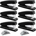6 Pack Desktop Staplers with 3000 Staples 24/6 Staples, Heavy Duty Office Stapler 2-20 Sheet Capacity Basic Desk Stapler for School Office Supplies, No Jam, Non Slip, Black