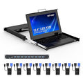 MT-VIKI® Rack Mount KVM Console, 8 Port KVM VGA Switch w/15.6'' LCD Monitor, 1080P Fit 1U 19'' Rack, Mount into 23.6-31.5 inch deep Server Cabinet, Integrated Touchpad+Keyboard+8 KVM Cables