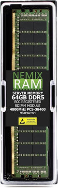 64GB DDR5 4800MHZ PC5-38400 2Rx4 1.1V CL40 288-PIN ECC Registered RDIMM NEMIX RAM Server Memory Compatible with Samsung M321R8GA0BB0‐CQK