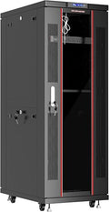 42U Server Rack Cabinet, 39” Deep 19” Network Enclosure on Wheels, Glass Door, Temperature Control System with 4 Fans, 8-Way PDU, Shelf, IT & AV Data Cabinet