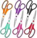 6 Pack Scissors Set, Rkqoa 8" Scissors All Purpose- Comfort-Grip Sharp Scissors for Office School Sewing Craft Supplies, Classroom Must Have, Teacher/Class Scissor, Right/Left Handles