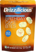 Drizzilicious Birthday Cake Mini Rice Cakes - 4oz (113g) Single Pack | Sinless Chocolatey Snack Bites - Rice Crisps Reinvented | Gluten-Free, Kosher Certified, Dairy-Free