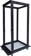 42U Open Frame 19Inch Network 4 Post Relay Server Rack On Casters Adjustable Depth 24"-37"