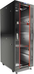 Sysracks 42U IT Data Network Freestanding Server Cabinet Computer Case - Over 150 Dollars Accessories Included - Powerbar, Cooling System, LCD Screen, Wheels, Shelf and More
