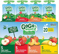 GoGo squeeZ Fruit Sauce Variety Pack, Apple, Strawberry, Peach, Banana, No Sugar Added. 90g per pouch, Pack of 20