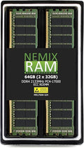 NEMIX RAM 64GB (2X32GB) DDR4 2133MHZ PC4-17000 2Rx4 1.2V 288-PIN ECC RDIMM Registered Server Memory KIT Compatible with Dell PowerEdge FC830 Server