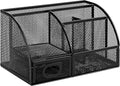Amazon Basics Pen Holder and Desk Organizer, Office Caddy Storage, Black, ‎23.11 x 14.99 x 13.97 cm